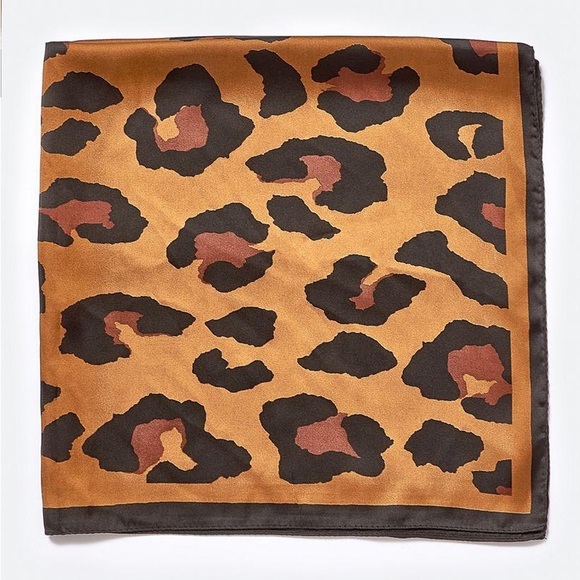 New - Marina Satin Leopard Print Scarf - Picture 2 of 5